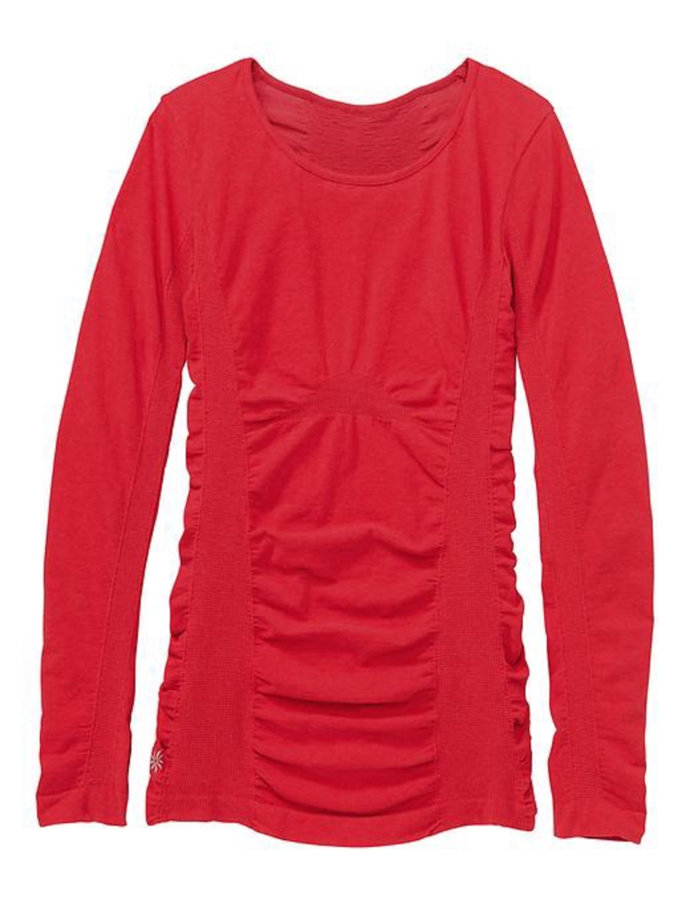 Athleta Fastest Track Ruched Long Sleeve Top Breathe Performance Womens M Red